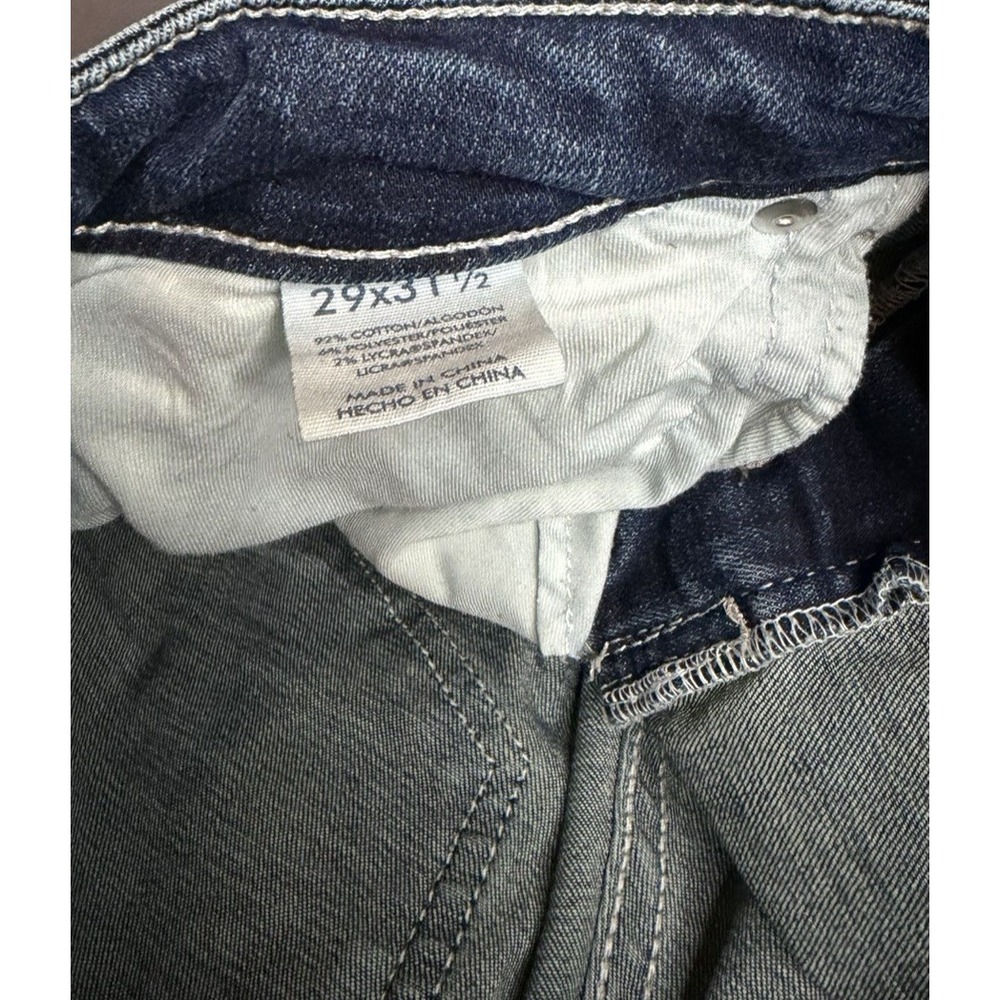BKE Stella Jeans Womens 29X31.5  Dark Blue Mid Rise Slim Straight Leg Distressed - Picture 9 of 15